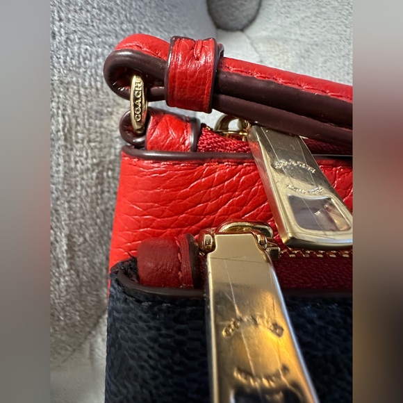 NWT Coach Double Zip Wallet Signature Canvas red/blue - Picture 5 of 11